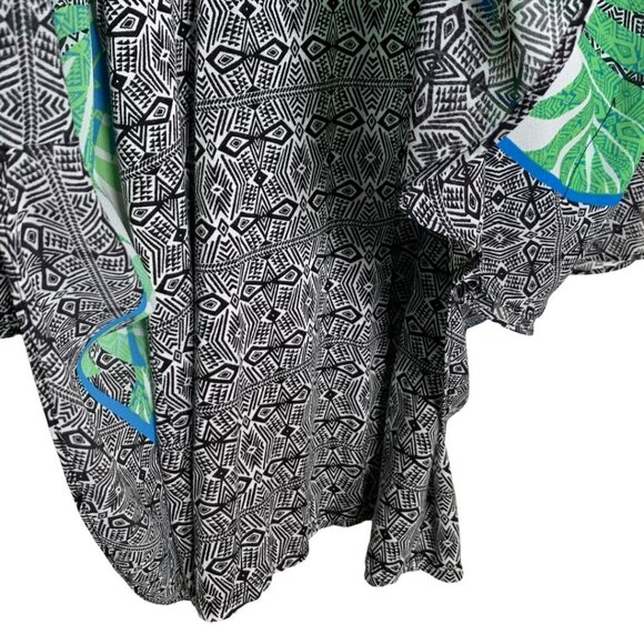 Ruby Rd Palm Leaf Poncho Top Small V-Neck Boho Cruise Resort Tropical Blouse - Picture 5 of 10